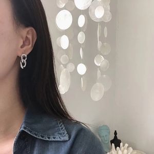 Silver Link Chain Drop Stud Earrings PVD Stainless Steel